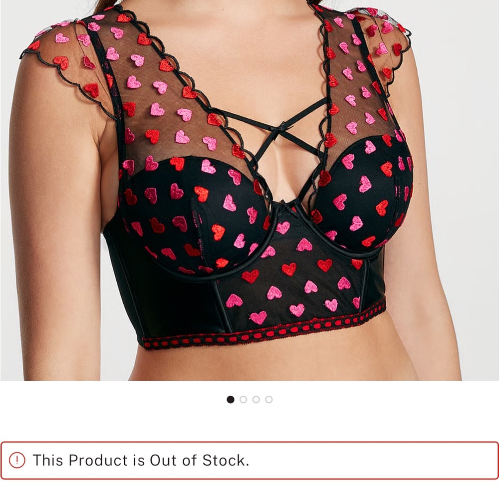 Black and Red Heart Patterned Lingerie Top